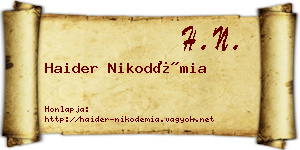 Haider Nikodémia névjegykártya